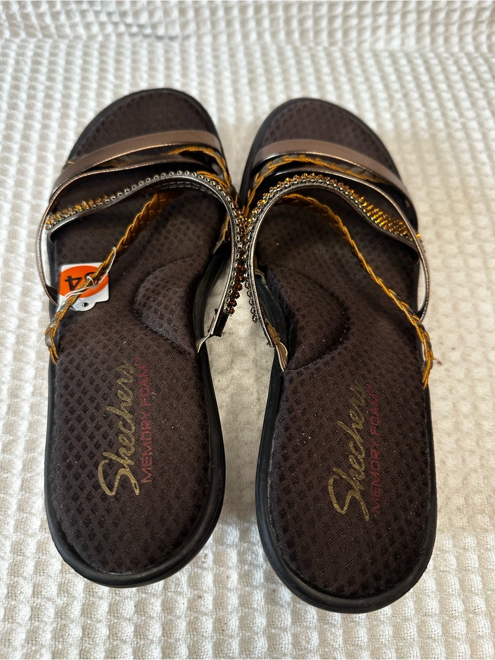 No. 64 Skechers Memory Foam Wedge Sandals Size 9 - Picture 2 of 6